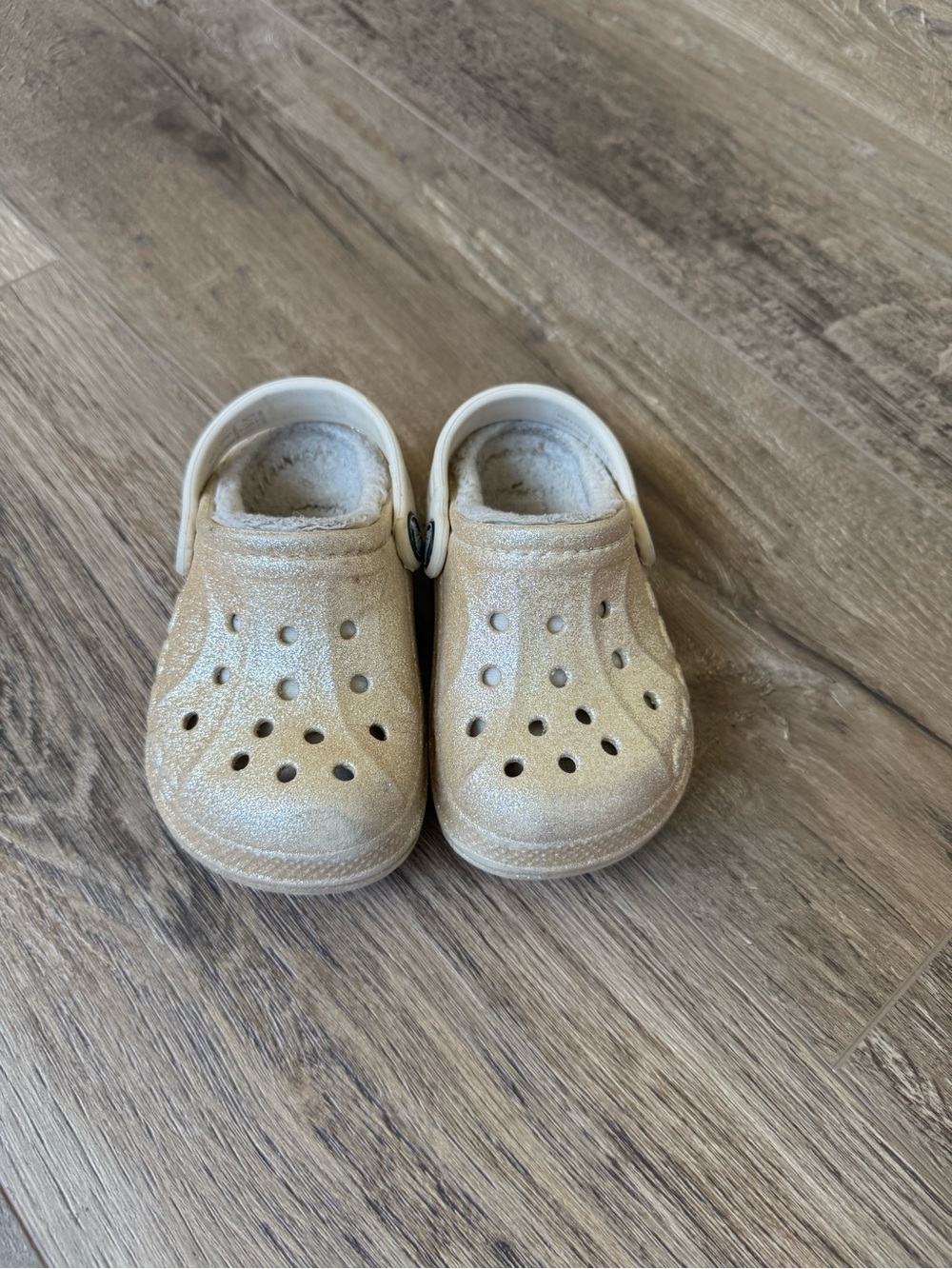 CROCS Kids Glitter Clogs in Champagne